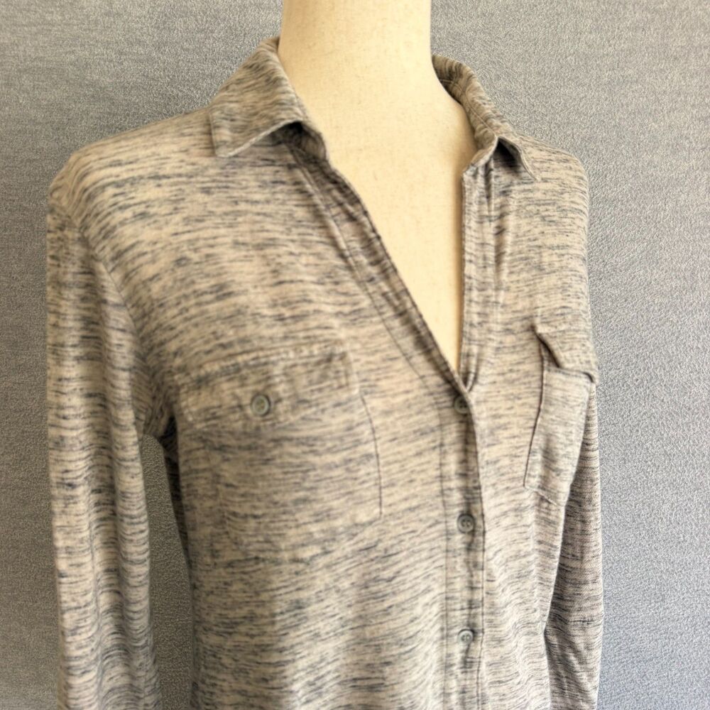 James Perse Collared Top 1 Small Minimalist Capsule Heather Gray Button Up Shirt - Picture 4 of 10